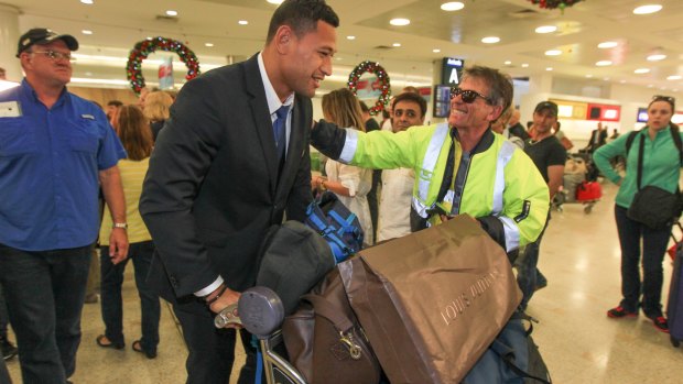 Home sweet home: Israel Folau returns to Sydney after the 2015 Rugby World Cup.