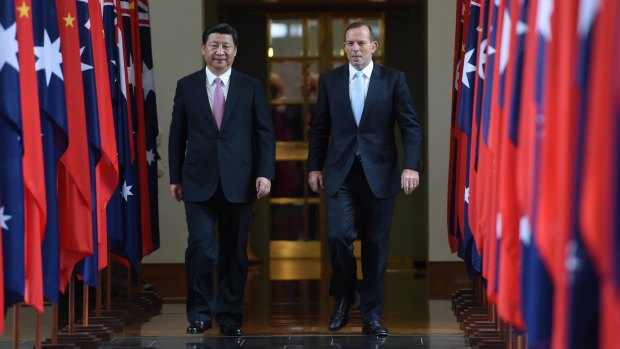 Prime Minister Tony Abbott hosting China's President Xi Jinping last month. 