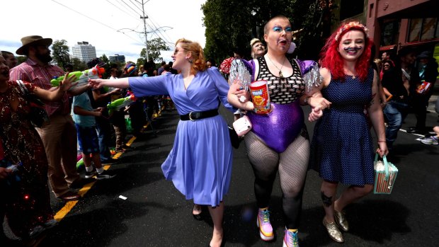 Participants show their colours at the annual Midsumma gay pride march in St Kilda.