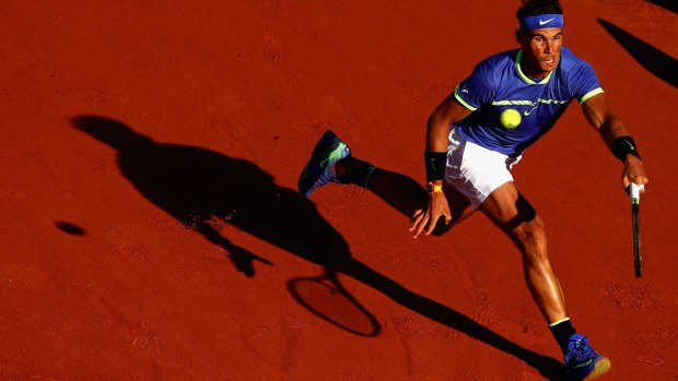 Rafael Nadal in his semifinal against Dominic Thiem of Austria.