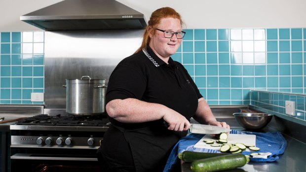 Jasmine Hamlyn, 21, is studying to become a hospitality worker at Canberra College CCCares.