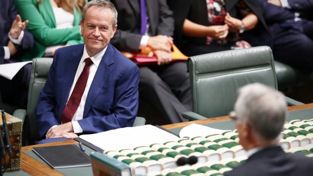 Opposition Leader Bill Shorten and Prime Minister Malcolm Turnbull during question time at Parliament House. 