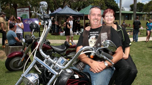 The Haven manager Gail Torrens and Brisbane American Motorcyle Club president Emmett O'Brien enjoy Back to School Day, an event both organisations worked together to provide.

Photo Jorge Branco / Caboolture News 