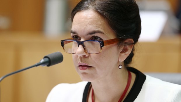 Tasmanian senator Lisa Singh, pictured during an estimates hearing at Parliament House, has signed the "pollution free politics pledge" being pushed by green group 350.org.
