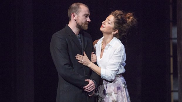 Mother and son: Josh McConville (Hamlet) and Doris Younane (Gertrude) in the Bell Shakespeare production of <i>Hamlet</i>.