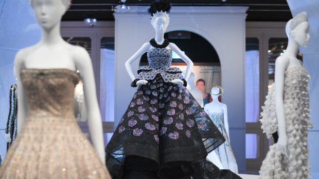 Some of the dresses on display at The House of Dior: Seventy Years of Haute Couture.