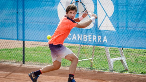 ACT Claycourt International No.1 seed Jordi Samper-Montana is racing the clock to watch his brother play against Barcelona FC.