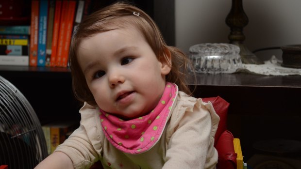 Audrey Prior, now aged three, was born at Bacchus Marsh Hospital in 2013 and has brain damage. 