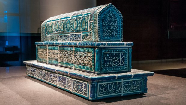 A ceramic cenotaph dating from the second half of the 14th century at the Museum of Islamic Art, Doha.