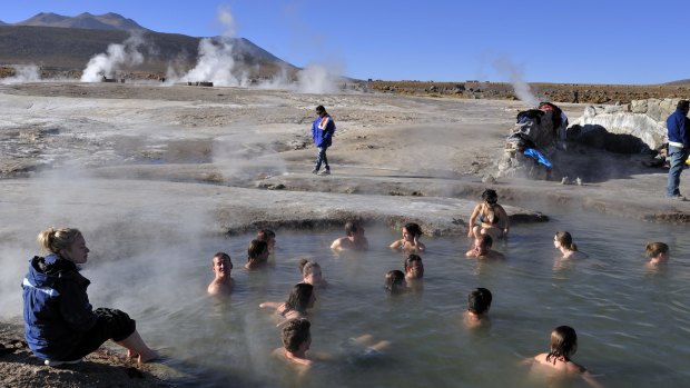 A hot spring at El Tatio Geyser, Atacama Desert, Chile.
