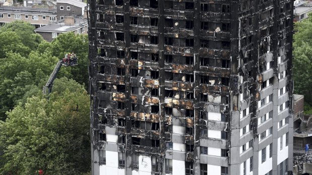 The charred remains of the building.