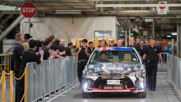 The last car built in Victoria – a Camry – being made and rolled off production line in early October.