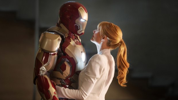 Robert Downey Jr and Gwyneth Paltrow as Tony Stark/Iron Man and Pepper Potts.