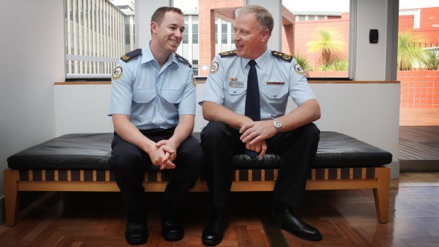 Tony Graham, right, with ACT SES member Adam Manning at the 2010 Community Protection Awards.