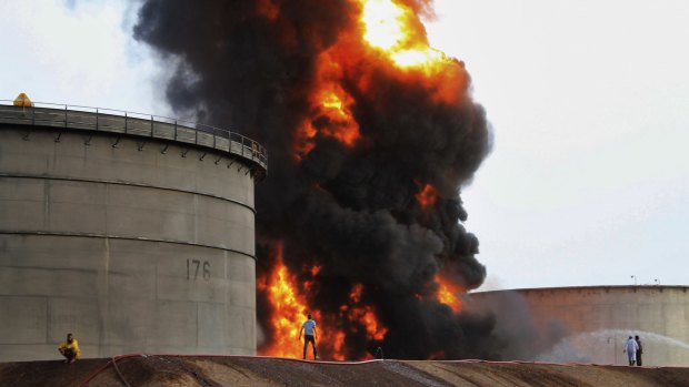 An oil refinery in Aden was attacked by Houthi rebels in July.