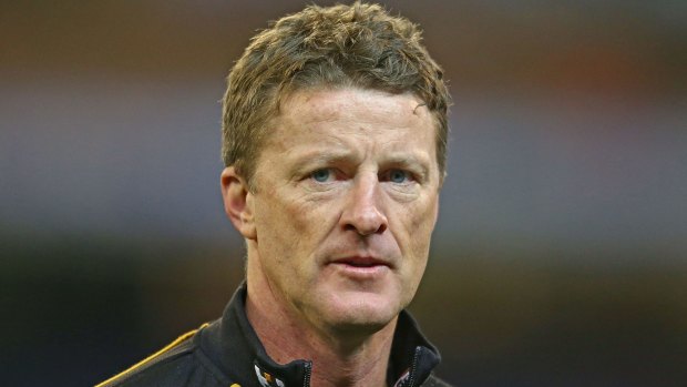 Pressure: Damien Hardwick needs to lead the Tigers deeper into the finals