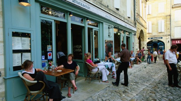 Saint Emilion, an outdoor cafe in the heart of wine country.