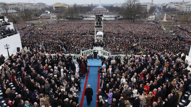 President-elect Donald Trump arrives at his inauguration on January 20.