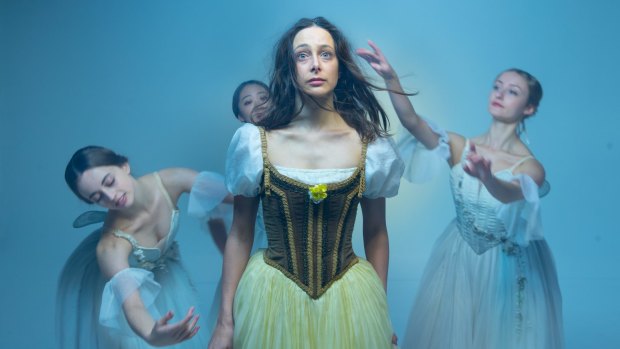 Dimity Azoury as Giselle, with the Wilis, from left,  Katherine Sonnekus, Yuumi Yamada and Sophie Morgan.