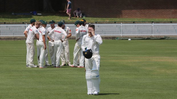 Clarke is out LBW on 48, after returning to play cricket at Pratten Park, Ashfield.