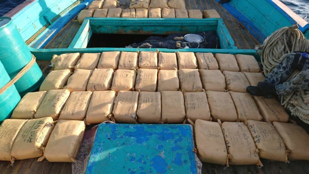 The illegal drugs included the largest quantity of hashish ever confiscated by an Australian ship on Middle East maritime operations. 