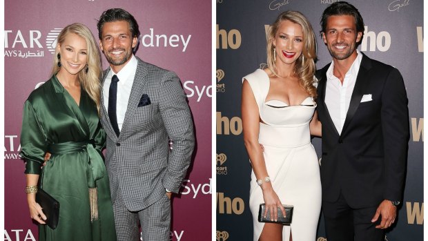 Anna Heinrich and Tim Robards at the Qatar Airways gala dinner (left) and at the Who's Sexiest People party in 2014.