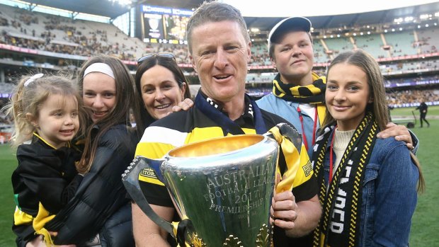 Tigers coach Damien Hardwick with his family.