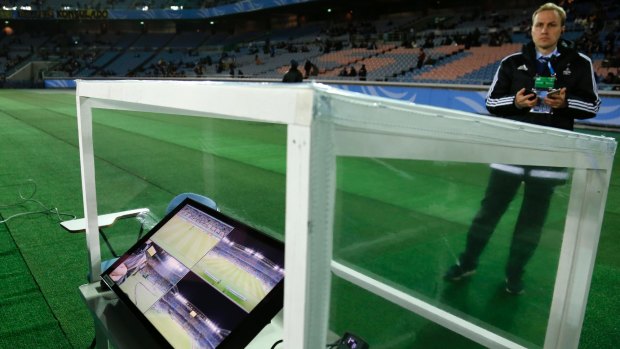 Innovation: The video assistant referee (VARs) used at the Club World Cup tournament in Yokohama.