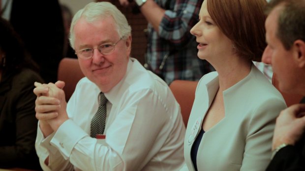 Terry Moran, left, former secretary of the Department of the Prime Minister and Cabinet with former Prime Minister Julia Gillard.