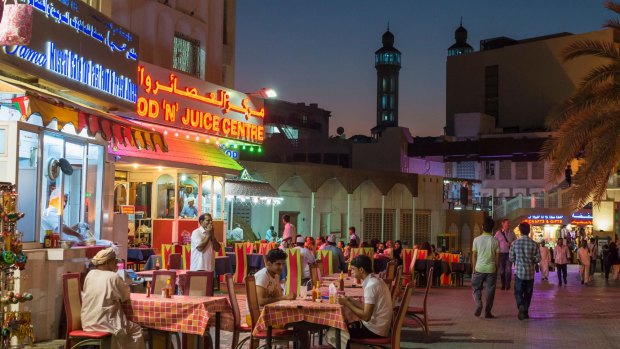 The restaurants in front of Muttrah souq.