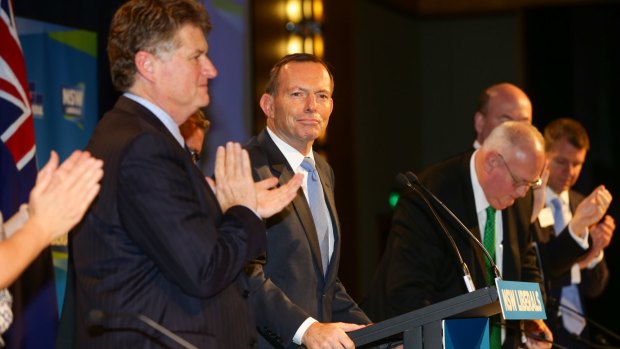 Former prime Minister Tony Abbott at the NSW Liberal State Party Council in Sydney. 