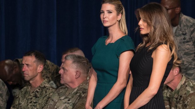 Ivanka Trump and first lady Melania Trump at Fort Myer.