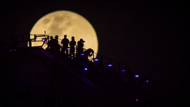 The supermoon shot in all its glory during an event held by Story Bridge Adventure Climb and Canon Collective.