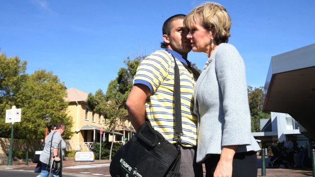 When Julie met Nathan. Julie Bishop has a tete-a-tete with local Nathan Stanley in Campbelltown.