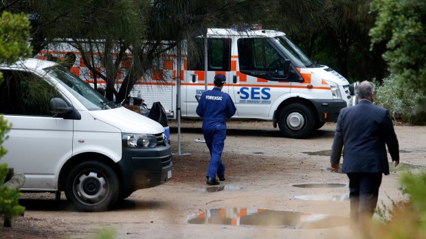 Police and SES near Diamond Bay in Sorrento, where Ms Matell's body was found last month.