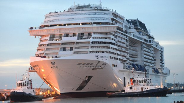 MSC Meraviglia in the final stages of construction.