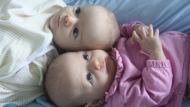 Caitlin Fitzsimmons' twin babies in 2011. Parents of multiples can claim paid parental leave (if eligible) AND newborn payments.