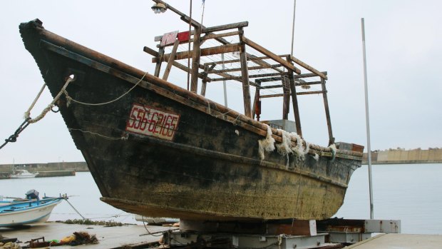 A ship that mysteriously washed ashore in Wajima, Ishikawa prefecture, central Japan in mid-November.