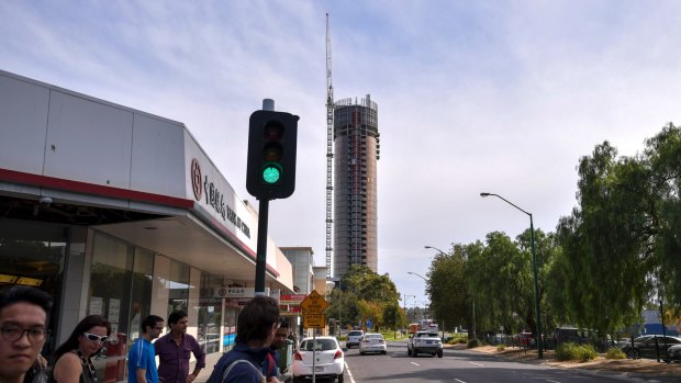 Whitehorse Towers, a new apartment building in Box Hill, is 36 storeys. A new plan would make 30 storeys the preferred height for some of the area. 