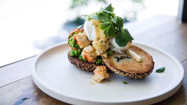 The go-to dish: Lobster benedict with crustacean hollandaise. 