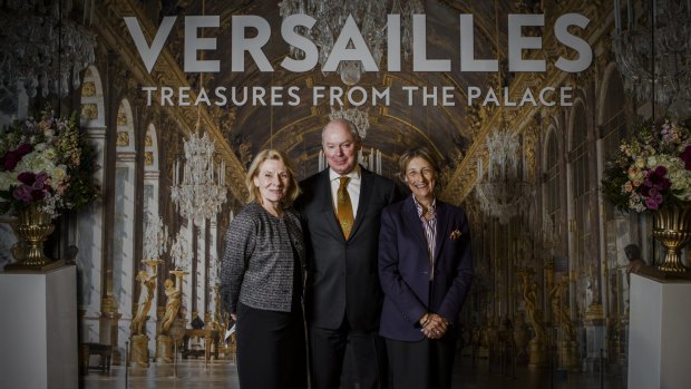 Versailles, Treasures From The Palace is coming to the NGA. 
President of the Versailles museum Catherine Pegard, left, and chief curator, Beatrix Saule, with NGA director Gerard Vaughan.


