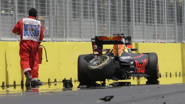 Ricciardo snapped off a tyre in the crash.