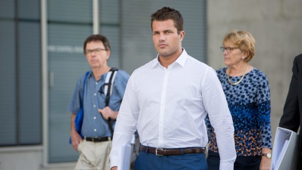 Mr Tostee leaves Brisbane Supreme Court after day three of this murder trial on October 12.