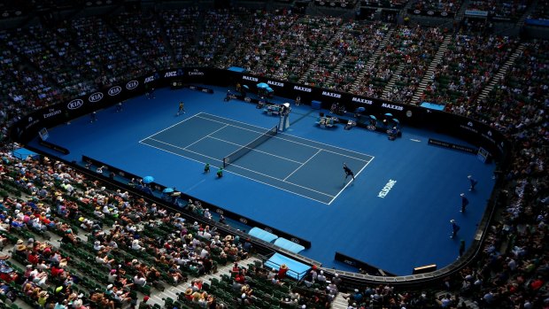 Crowds gather for the first day of the Australian Open. 