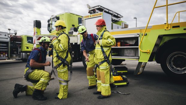 Canberra Times reporter Clare Sibthorpe was among the journalists visiting the ACT Fire and Rescue training centre in Hume on Thursday.