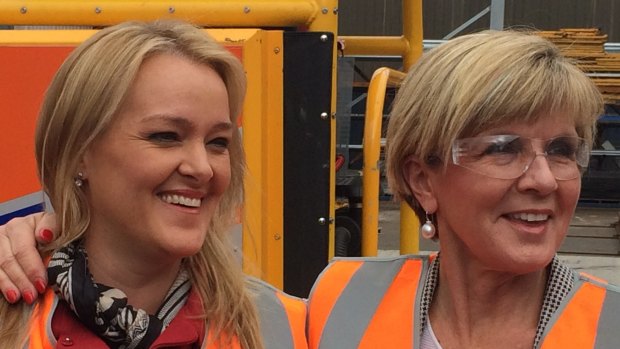 Julie Bishop campaigning in NSW seat of Lindsay, with local MP Fiona Scott at RKR engineering.