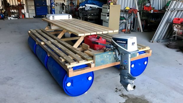 This picnic table boat was built by the crew from Dunno Engineering.