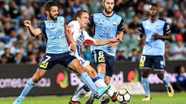 Staying put: Michael Zullo (left) re-signs for Sydney FC for another two seasons.