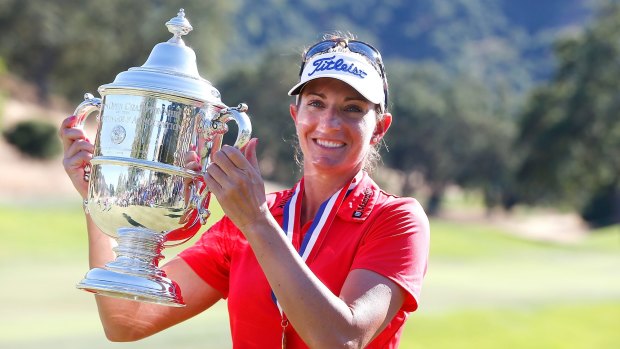 A long time coming: Brittany Lang with the US Women’s Open trophy at San Martin in California.