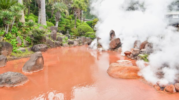 Blood Pond Hell can be found in the city of Beppu in north-eastern Kyushu.